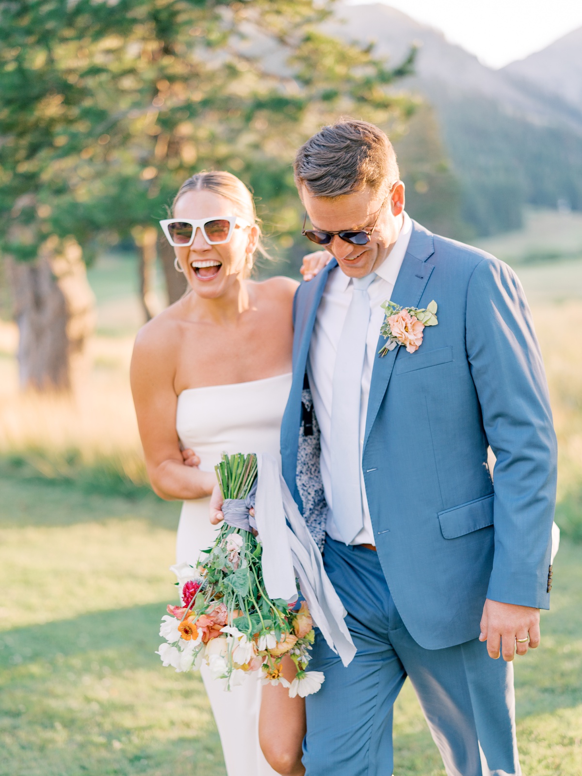 Candid bride and groom portrait in sunglasses | Shot by Mandy Ford Photography