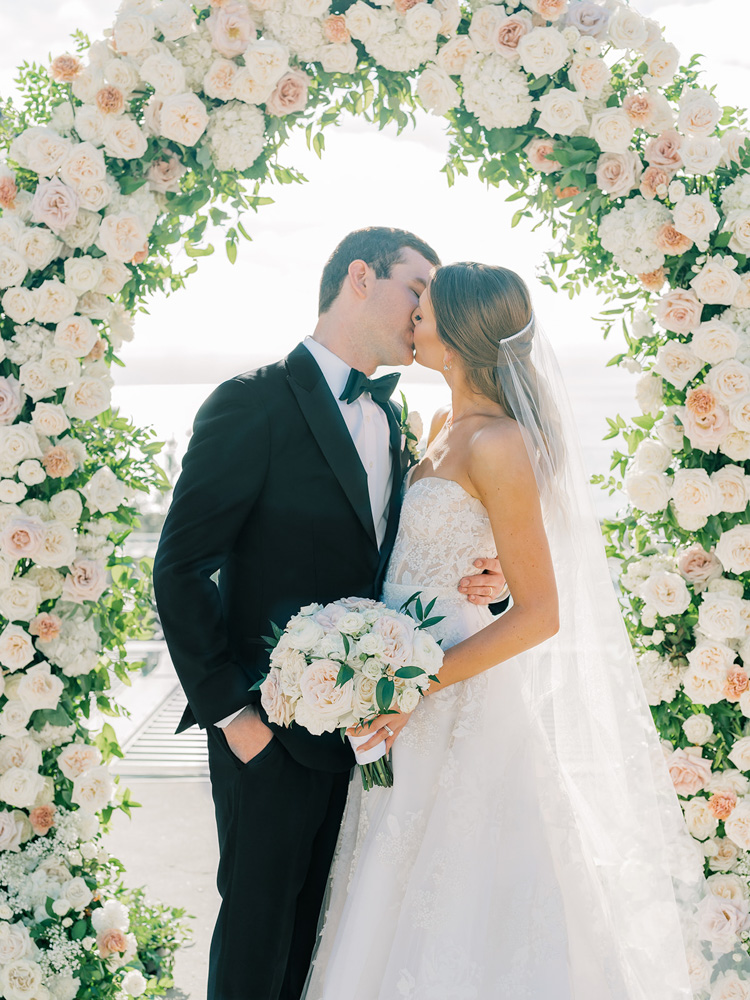 Blush and white florals for L'Auberge Del Mar wedding venue